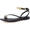 image:imageCUSHIONAIRE Secret Flat Sandals for Women with Gold Ankle Cuff and Toe Ring Strap Vegan Leather Dress SandalsBlack