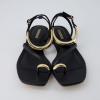 image:imageCUSHIONAIRE Secret Flat Sandals for Women with Gold Ankle Cuff and Toe Ring Strap Vegan Leather Dress SandalsBlack