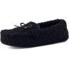image:imageCUSHIONAIRE Star Womens Faux Sherpa Moccasin Slippers  Cozy IndoorOutdoor SlipOn with Memory Foam amp Durable Rubber Sole Wide Widths AvailableBlack