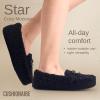 image:imageCUSHIONAIRE Star Womens Faux Sherpa Moccasin Slippers  Cozy IndoorOutdoor SlipOn with Memory Foam amp Durable Rubber Sole Wide Widths AvailableBlack