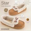 image:imageCUSHIONAIRE Stella Womens Moccasin Slippers  Faux Fur Lining Memory Foam amp Wide Widths AvailableChestnut