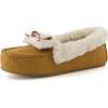 image:imageCUSHIONAIRE Stella Womens Moccasin Slippers  Faux Fur Lining Memory Foam amp Wide Widths AvailableChestnut