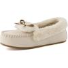image:imageCUSHIONAIRE Stella Womens Moccasin Slippers  Faux Fur Lining Memory Foam amp Wide Widths AvailableKhaki