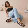 image:imageCUSHIONAIRE Venue Womens Strappy ToeLoop Slide Sandals with GoldTone Accent amp Memory Foam ComfortBlack