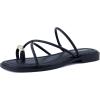 image:imageCUSHIONAIRE Venue Womens Strappy ToeLoop Slide Sandals with GoldTone Accent amp Memory Foam ComfortBlack