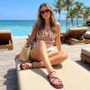 image:imageCUSHIONAIRE Venue Womens Strappy ToeLoop Slide Sandals with GoldTone Accent amp Memory Foam ComfortBurgundy