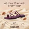 image:imageCUSHIONAIRE Venue Womens Strappy ToeLoop Slide Sandals with GoldTone Accent amp Memory Foam ComfortBurgundy