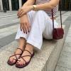 image:imageCUSHIONAIRE Venue Womens Strappy ToeLoop Slide Sandals with GoldTone Accent amp Memory Foam ComfortBurgundy