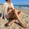 image:imageCUSHIONAIRE Venue Womens Strappy ToeLoop Slide Sandals with GoldTone Accent amp Memory Foam ComfortCognac