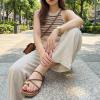 image:imageCUSHIONAIRE Venue Womens Strappy ToeLoop Slide Sandals with GoldTone Accent amp Memory Foam ComfortCognac