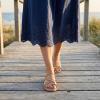 image:imageCUSHIONAIRE Venue Womens Strappy ToeLoop Slide Sandals with GoldTone Accent amp Memory Foam ComfortTan