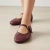 image:imageCUSHIONAIRE Windsor Woven Womens Flats with Adjustable Strap  Comfortable Mary Jane Ballet Flats for WomenBurgundy