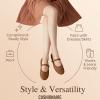 image:imageCUSHIONAIRE Windsor Woven Womens Flats with Adjustable Strap  Comfortable Mary Jane Ballet Flats for WomenCognac