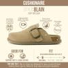 image:imageCUSHIONAIRE Womens Blain Genuine Suede SlipOn Clogs with  Memory Foam amp Chic Buckle Mule  Comfortable NonSlip Wide Widths AvailableBiscuit Suede