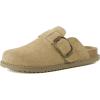 image:imageCUSHIONAIRE Womens Blain Genuine Suede SlipOn Clogs with  Memory Foam amp Chic Buckle Mule  Comfortable NonSlip Wide Widths AvailableBiscuit Suede