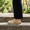 image:imageCUSHIONAIRE Womens Blain Genuine Suede SlipOn Clogs with  Memory Foam amp Chic Buckle Mule  Comfortable NonSlip Wide Widths AvailableBiscuit Suede
