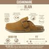 image:imageCUSHIONAIRE Womens Blain Genuine Suede SlipOn Clogs with  Memory Foam amp Chic Buckle Mule  Comfortable NonSlip Wide Widths AvailableChestnut Suede