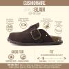 image:imageCUSHIONAIRE Womens Blain Genuine Suede SlipOn Clogs with  Memory Foam amp Chic Buckle Mule  Comfortable NonSlip Wide Widths AvailableChocolate