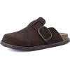 image:imageCUSHIONAIRE Womens Blain Genuine Suede SlipOn Clogs with  Memory Foam amp Chic Buckle Mule  Comfortable NonSlip Wide Widths AvailableChocolate