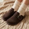 image:imageCUSHIONAIRE Womens Blain Genuine Suede SlipOn Clogs with  Memory Foam amp Chic Buckle Mule  Comfortable NonSlip Wide Widths AvailableChocolate