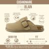 image:imageCUSHIONAIRE Womens Blain Genuine Suede SlipOn Clogs with  Memory Foam amp Chic Buckle Mule  Comfortable NonSlip Wide Widths AvailableKhaki Suede