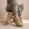 image:imageCUSHIONAIRE Womens Blain Genuine Suede SlipOn Clogs with  Memory Foam amp Chic Buckle Mule  Comfortable NonSlip Wide Widths AvailableKhaki Suede