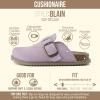image:imageCUSHIONAIRE Womens Blain Genuine Suede SlipOn Clogs with  Memory Foam amp Chic Buckle Mule  Comfortable NonSlip Wide Widths AvailableLavender
