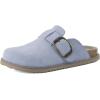 image:imageCUSHIONAIRE Womens Blain Genuine Suede SlipOn Clogs with  Memory Foam amp Chic Buckle Mule  Comfortable NonSlip Wide Widths AvailableLight Blue