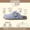 image:imageCUSHIONAIRE Womens Blain Genuine Suede SlipOn Clogs with  Memory Foam amp Chic Buckle Mule  Comfortable NonSlip Wide Widths AvailableLight Blue
