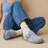 image:imageCUSHIONAIRE Womens Blain Genuine Suede SlipOn Clogs with  Memory Foam amp Chic Buckle Mule  Comfortable NonSlip Wide Widths AvailableLight Blue