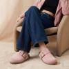image:imageCUSHIONAIRE Womens Blain Genuine Suede SlipOn Clogs with  Memory Foam amp Chic Buckle Mule  Comfortable NonSlip Wide Widths AvailableLight Pink