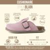 image:imageCUSHIONAIRE Womens Blain Genuine Suede SlipOn Clogs with  Memory Foam amp Chic Buckle Mule  Comfortable NonSlip Wide Widths AvailableLight Pink