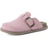 image:imageCUSHIONAIRE Womens Blain Genuine Suede SlipOn Clogs with  Memory Foam amp Chic Buckle Mule  Comfortable NonSlip Wide Widths AvailableLight Pink