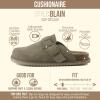image:imageCUSHIONAIRE Womens Blain Genuine Suede SlipOn Clogs with  Memory Foam amp Chic Buckle Mule  Comfortable NonSlip Wide Widths AvailableMoss