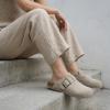 image:imageCUSHIONAIRE Womens Blain Genuine Suede SlipOn Clogs with  Memory Foam amp Chic Buckle Mule  Comfortable NonSlip Wide Widths AvailablePutty