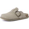 image:imageCUSHIONAIRE Womens Blain Genuine Suede SlipOn Clogs with  Memory Foam amp Chic Buckle Mule  Comfortable NonSlip Wide Widths AvailablePutty