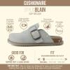 image:imageCUSHIONAIRE Womens Blain Genuine Suede SlipOn Clogs with  Memory Foam amp Chic Buckle Mule  Comfortable NonSlip Wide Widths AvailableSage