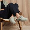 image:imageCUSHIONAIRE Womens Blain Genuine Suede SlipOn Clogs with  Memory Foam amp Chic Buckle Mule  Comfortable NonSlip Wide Widths AvailableSage