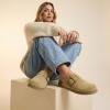 image:imageCUSHIONAIRE Womens Blain Genuine Suede SlipOn Clogs with  Memory Foam amp Chic Buckle Mule  Comfortable NonSlip Wide Widths AvailableSand Suede
