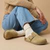 image:imageCUSHIONAIRE Womens Blain Genuine Suede SlipOn Clogs with  Memory Foam amp Chic Buckle Mule  Comfortable NonSlip Wide Widths AvailableSand Suede