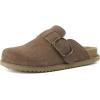 image:imageCUSHIONAIRE Womens Blain Genuine Suede SlipOn Clogs with  Memory Foam amp Chic Buckle Mule  Comfortable NonSlip Wide Widths AvailableTaupe Suede