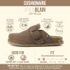 image:imageCUSHIONAIRE Womens Blain Genuine Suede SlipOn Clogs with  Memory Foam amp Chic Buckle Mule  Comfortable NonSlip Wide Widths AvailableTaupe Suede