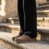image:imageCUSHIONAIRE Womens Blain Genuine Suede SlipOn Clogs with  Memory Foam amp Chic Buckle Mule  Comfortable NonSlip Wide Widths AvailableTaupe Suede