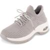 image:imageCUSHIONAIRE Womens Blaze Stretch Knit Slip on lace Sneaker Memory Foam amp LiteSole TechnologyGreyWhite