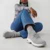 image:imageCUSHIONAIRE Womens Blaze Stretch Knit Slip on lace Sneaker Memory Foam amp LiteSole TechnologyGreyWhite
