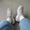 image:imageCUSHIONAIRE Womens Blaze Stretch Knit Slip on lace Sneaker Memory Foam amp LiteSole TechnologyGreyWhite