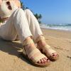 image:imageCUSHIONAIRE Womens Indego Stretch SandalNatural Raffia Gore