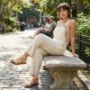 image:imageCUSHIONAIRE Womens Indego Stretch SandalNatural Raffia Gore