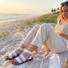 image:imageCUSHIONAIRE Womens Indego Stretch SandalWhite