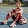 image:imageCUSHIONAIRE Womens Kicks lace up Nylon Sneaker Comfort Foam Wide Widths AvailableSalmonBurgundy